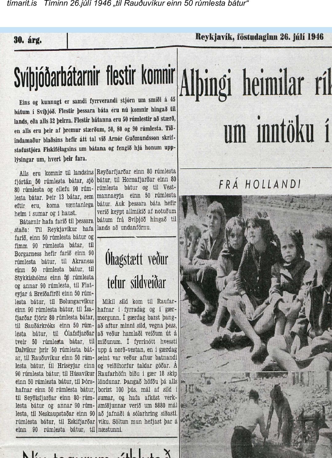 1946, Svíþjóðarbátarnir 