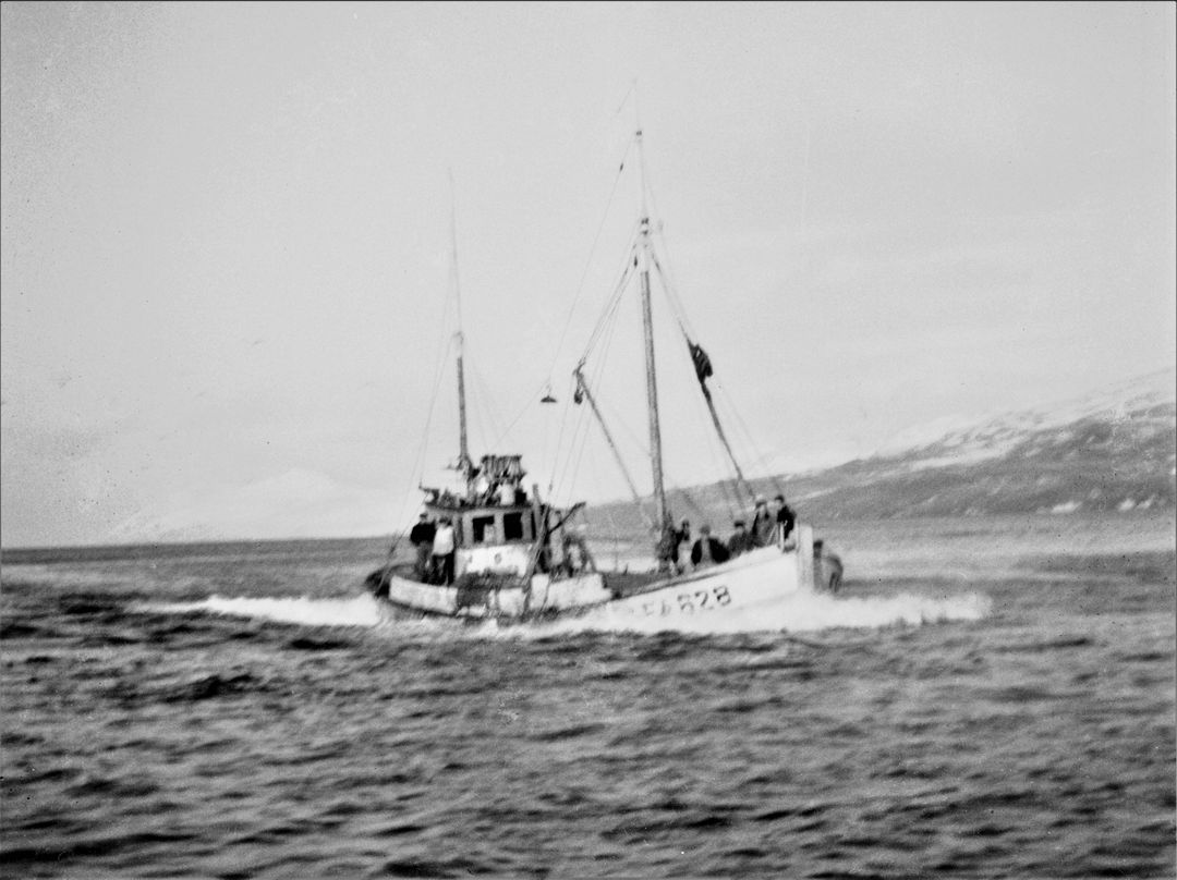 Gylfi drekkhlaðinn inn fjörðinn