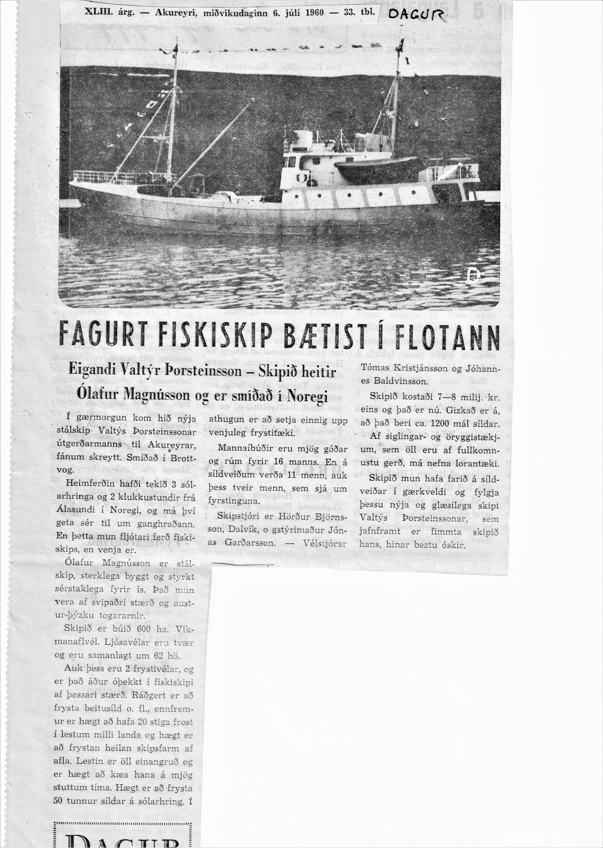 1960, 6. júlí, Dagur: Nýr í heimahöfn